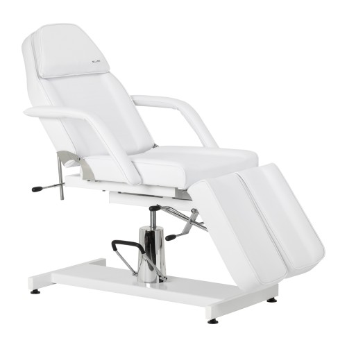 Fotel kosmetyczny hydrauliczny do pedicure Sillon 210 z kołyską i dzielonym podnóżkiem biały 1