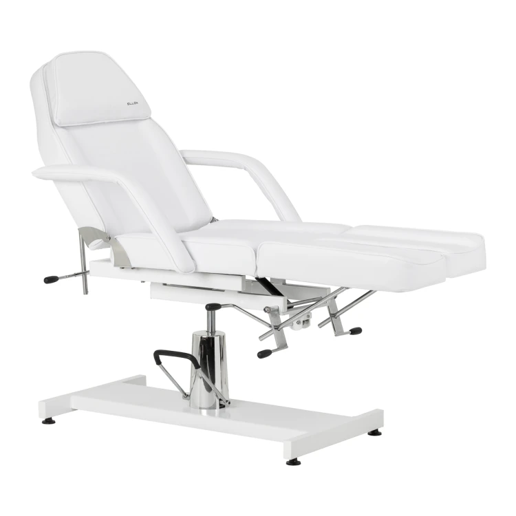 Fotel kosmetyczny hydrauliczny do pedicure Sillon 210 z kołyską i dzielonym podnóżkiem biały 3