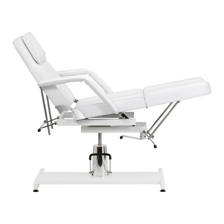 Fotel kosmetyczny hydrauliczny do pedicure Sillon 210 z kołyską i dzielonym podnóżkiem biały 5
