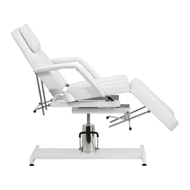 Fotel kosmetyczny hydrauliczny do pedicure Sillon 210 z kołyską i dzielonym podnóżkiem biały 6
