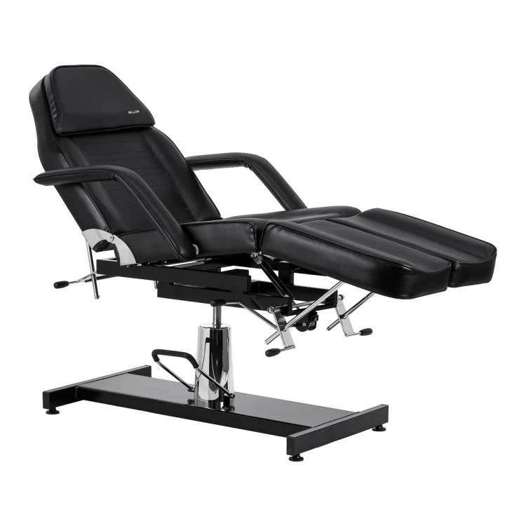Fotel kosmetyczny hydrauliczny do pedicure Sillon 210 z kołyską i dzielonym podnóżkiem czarny 3