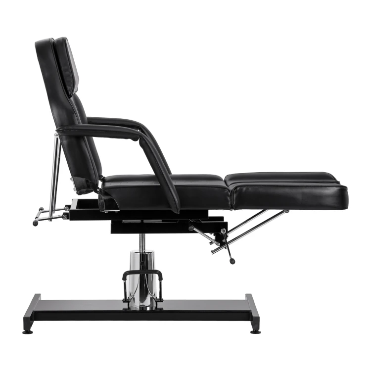Fotel kosmetyczny hydrauliczny do pedicure Sillon 210 z kołyską i dzielonym podnóżkiem czarny 4