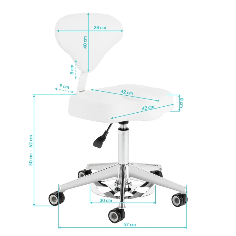 Taboret kosmetyczny Azzurro 156-F bump-up śnieżnobiały 10