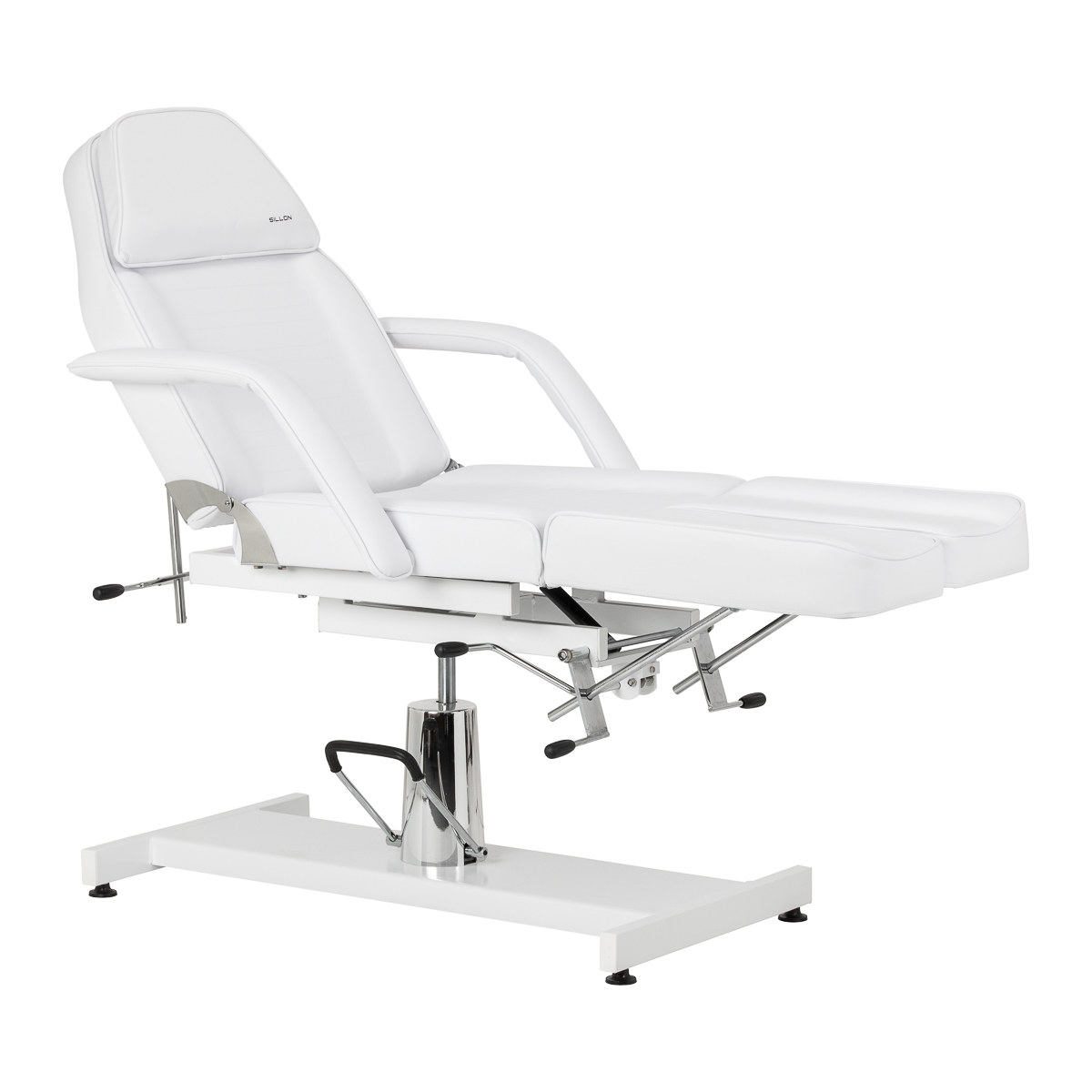 Fotel kosmetyczny hydrauliczny do pedicure Sillon 210 z kołyską i dzielonym podnóżkiem biały 3