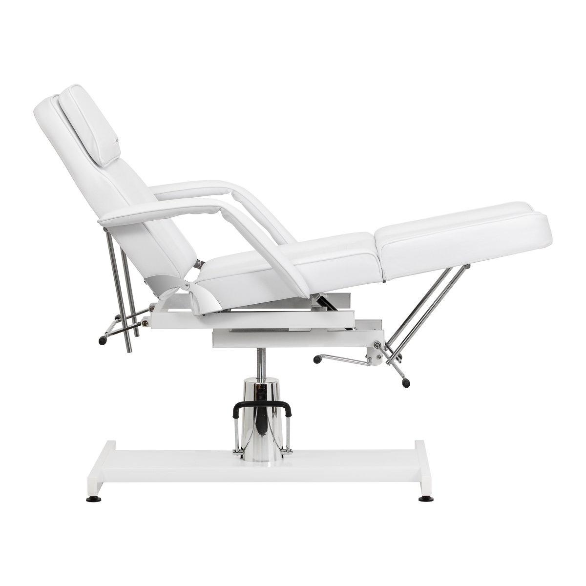 Fotel kosmetyczny hydrauliczny do pedicure Sillon 210 z kołyską i dzielonym podnóżkiem biały 5