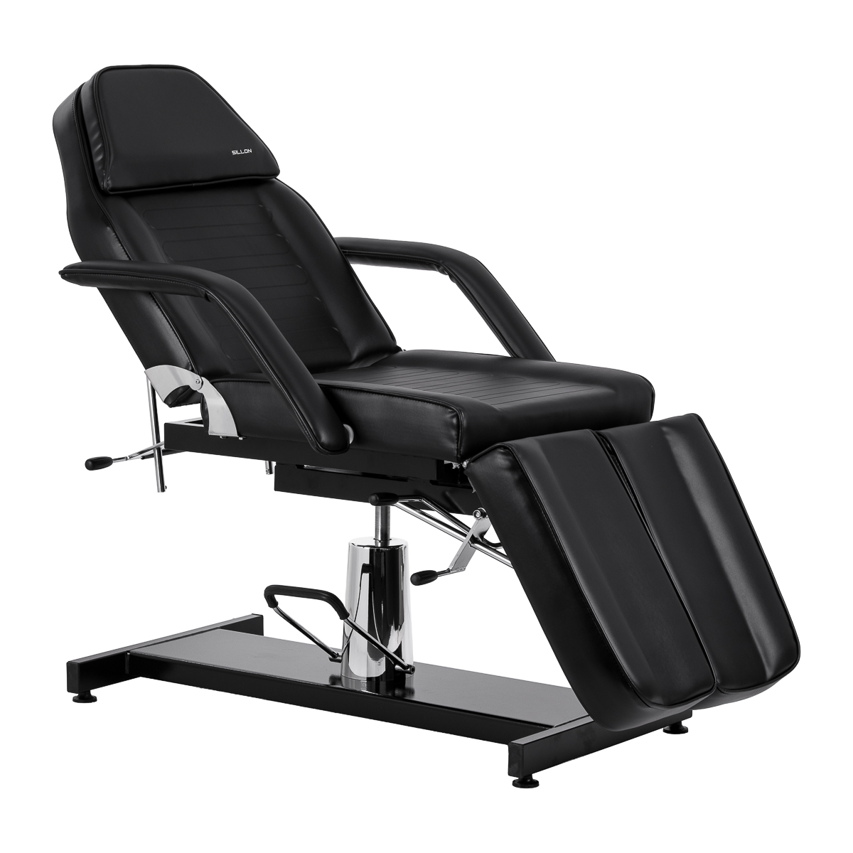 Fotel kosmetyczny hydrauliczny do pedicure Sillon 210 z kołyską i dzielonym podnóżkiem czarny 1