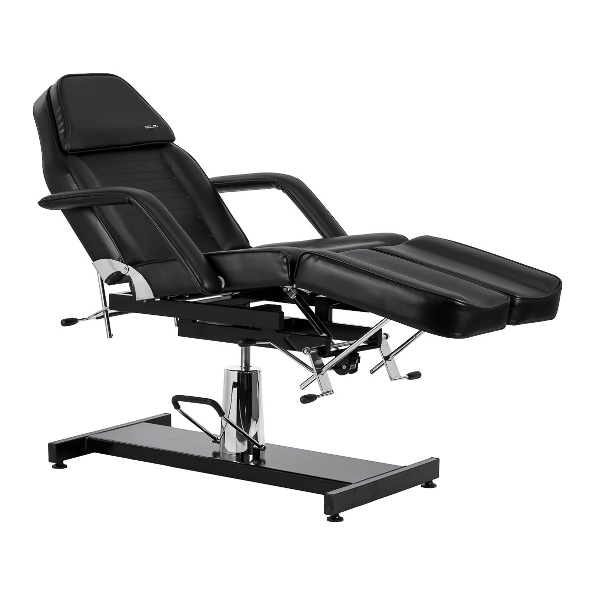 Fotel kosmetyczny hydrauliczny do pedicure Sillon 210 z kołyską i dzielonym podnóżkiem czarny 3