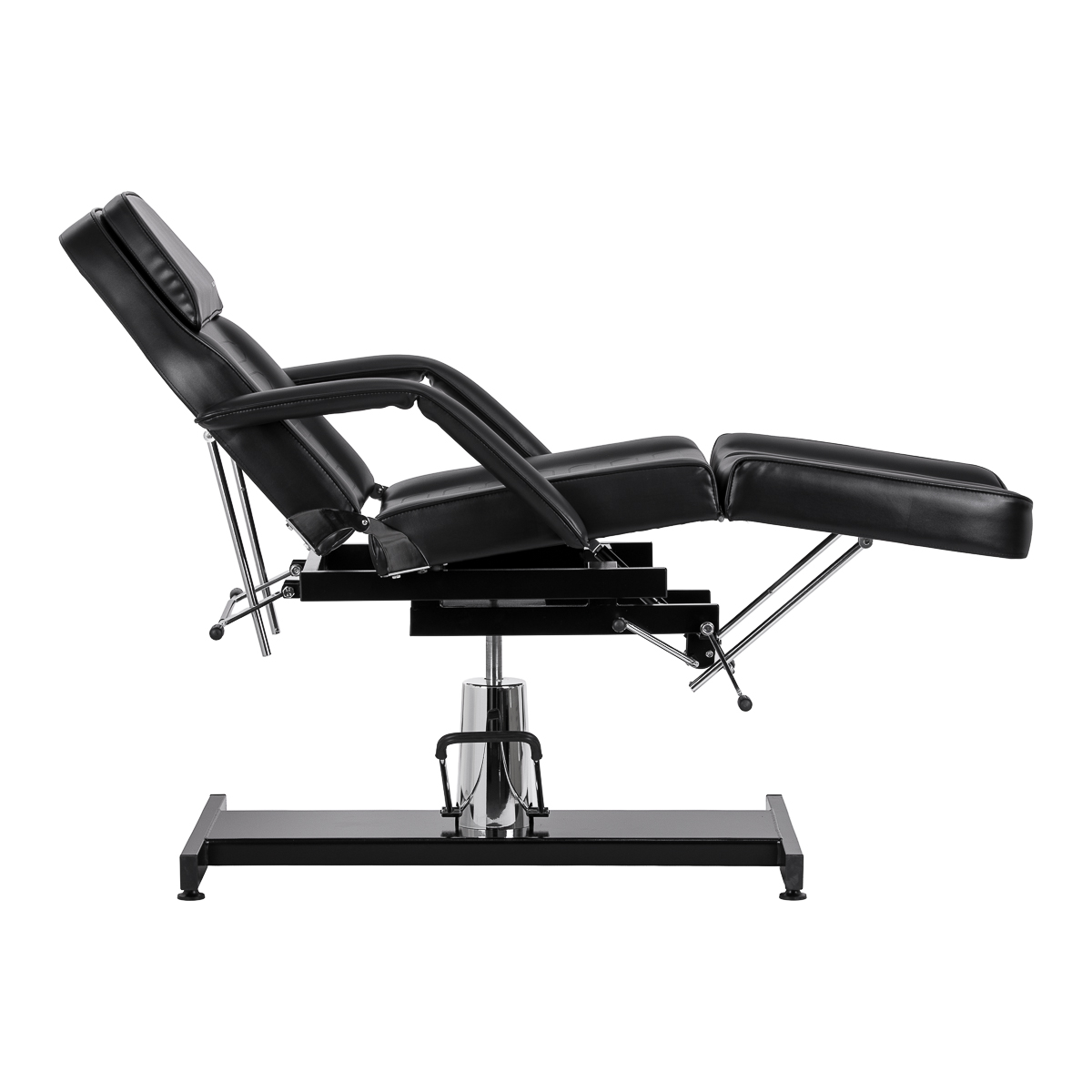 Fotel kosmetyczny hydrauliczny do pedicure Sillon 210 z kołyską i dzielonym podnóżkiem czarny 6