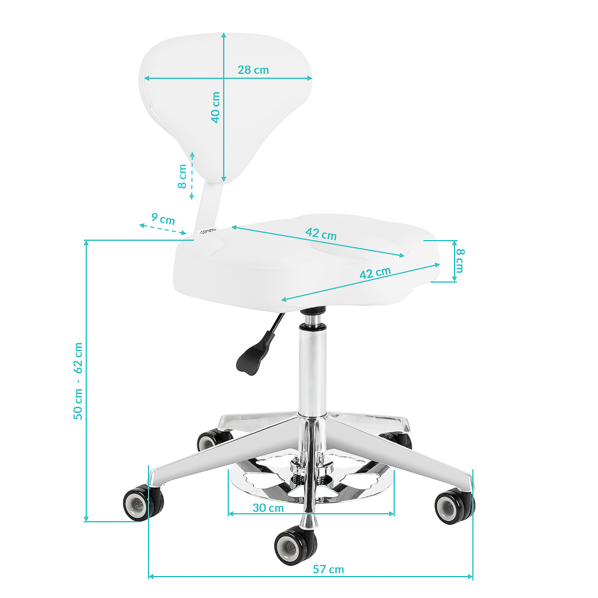Taboret kosmetyczny Azzurro 156-F bump-up śnieżnobiały 10