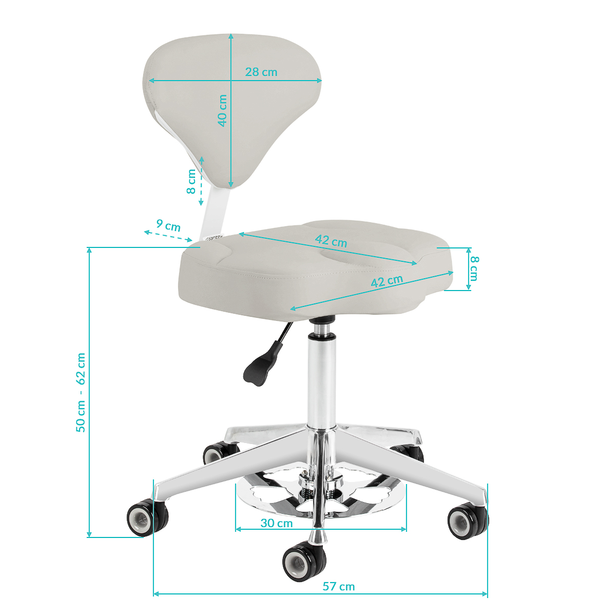 Taboret kosmetyczny Azzurro 156-F bump-up szary 10