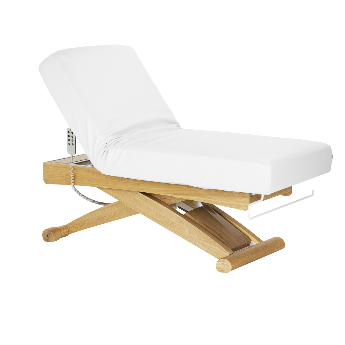 Leżanka SPA Sillon Siesta biała z jasnobrązową podstawą 3